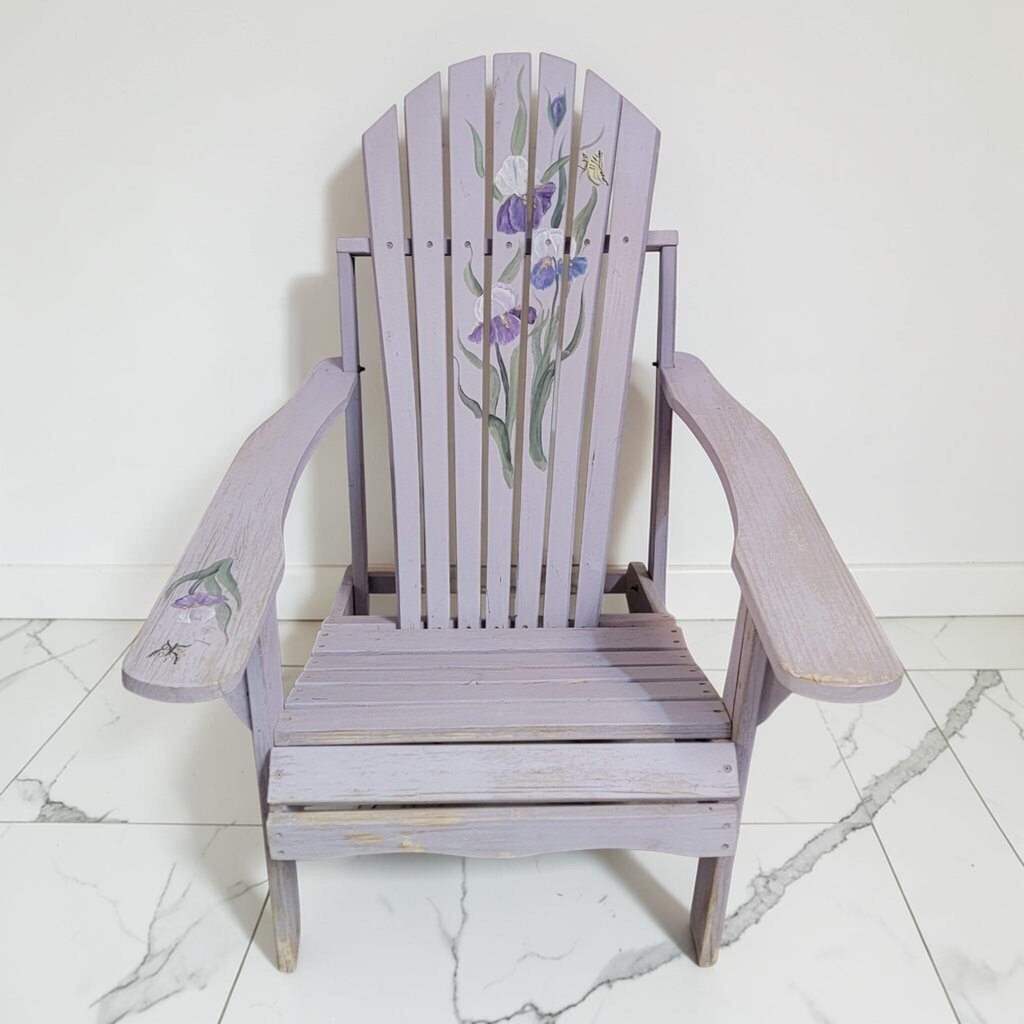 8599 Hand-Painted Lavender Iris Adirondack #Chair