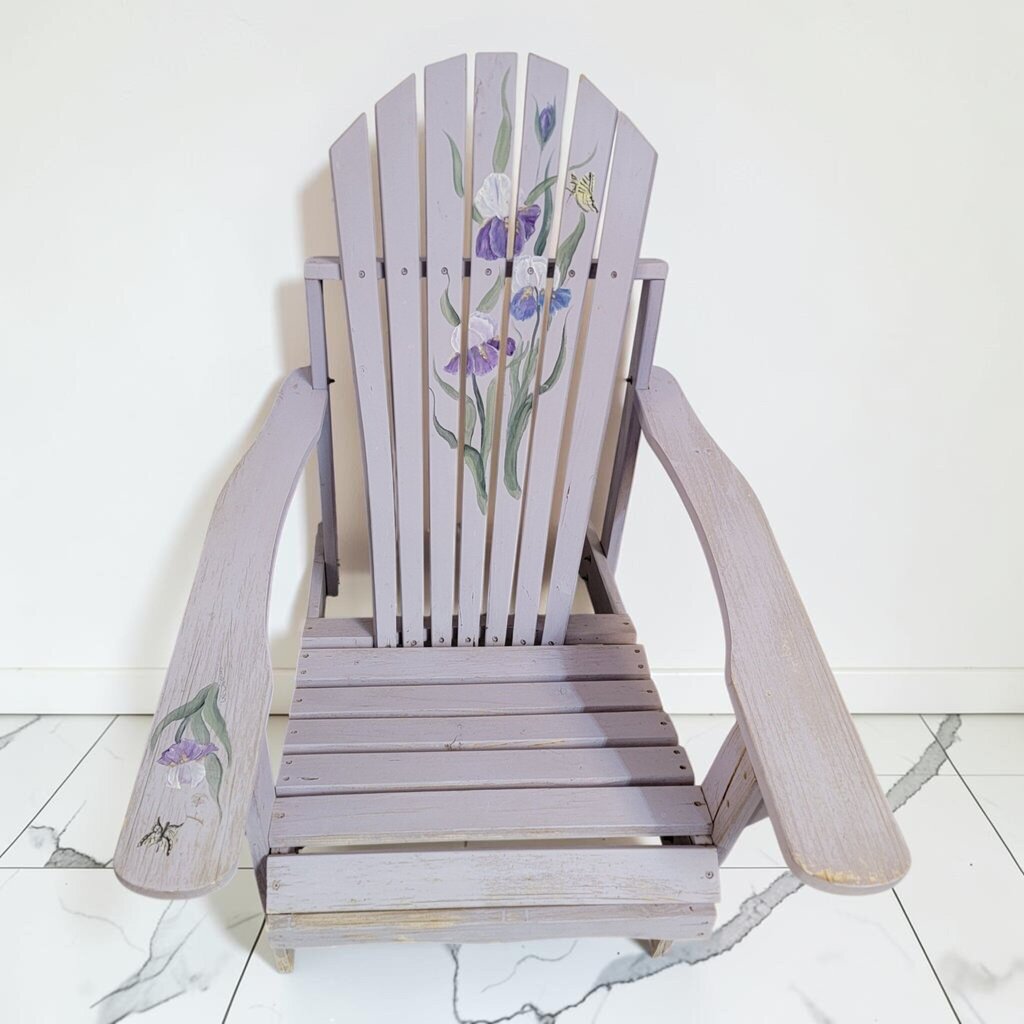 8599 Hand-Painted Lavender Iris Adirondack #Chair