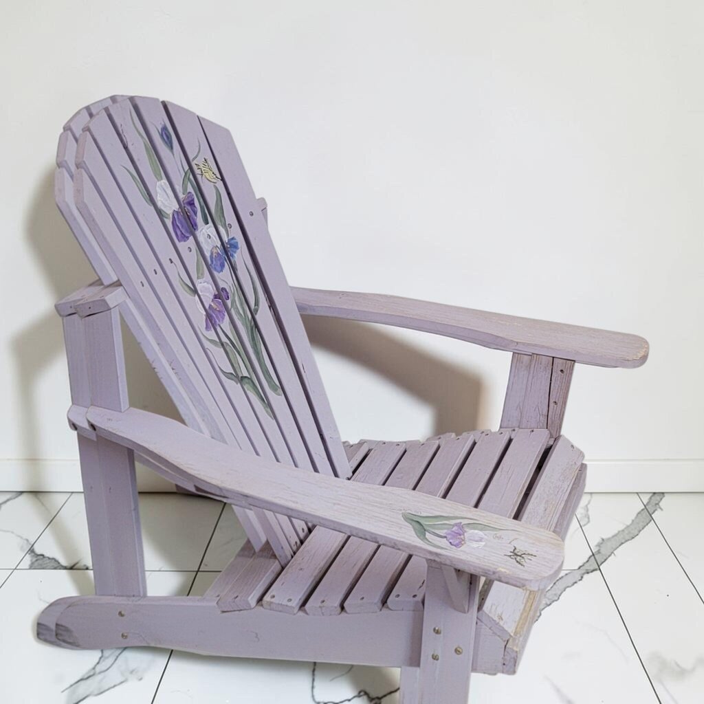 8599 Hand-Painted Lavender Iris Adirondack #Chair