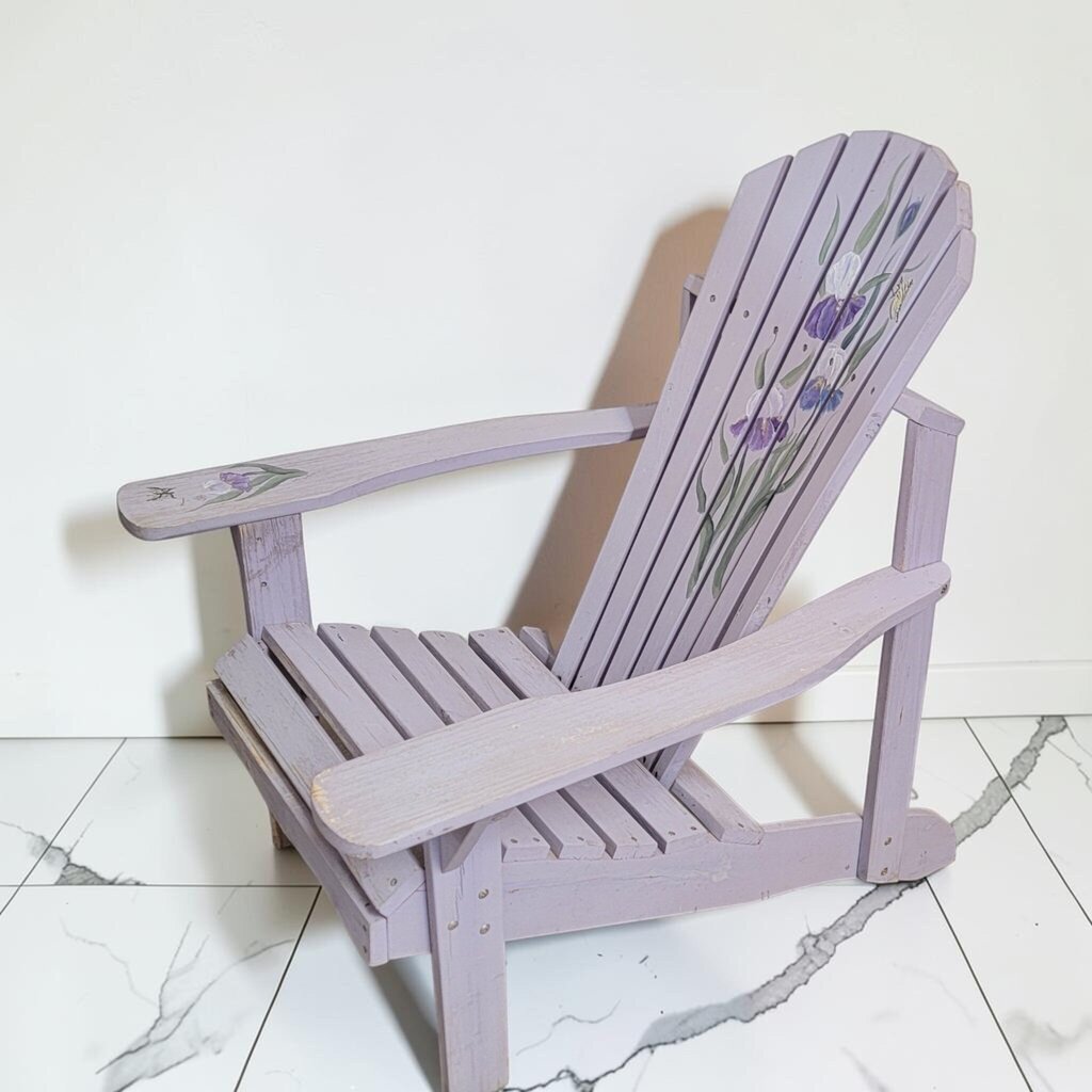 8599 Hand-Painted Lavender Iris Adirondack #Chair