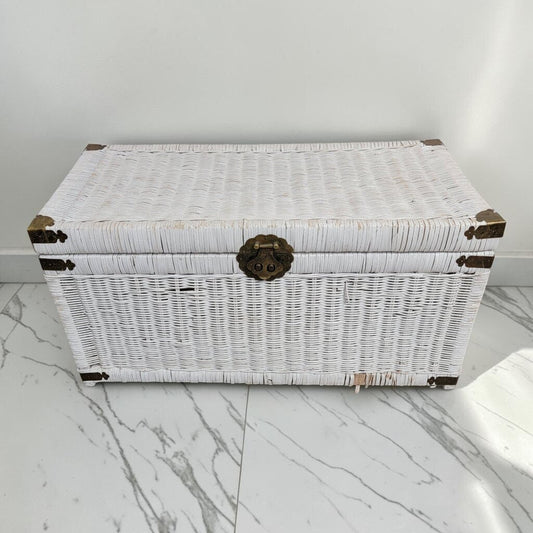 8602 Wicker Storage #Trunk with Brass-Tone Accents