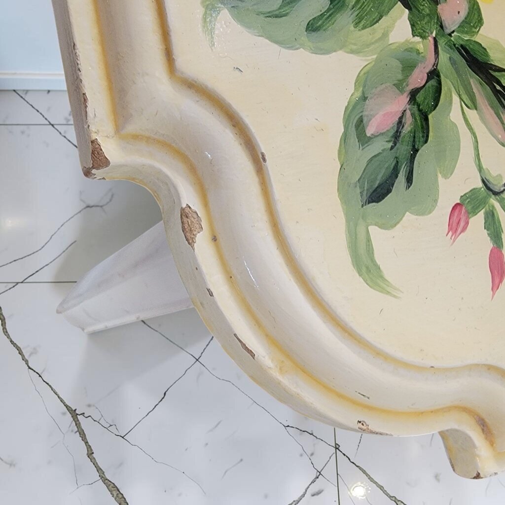 8603 Mid-Century Hand-Painted Floral Games Coffee #Table