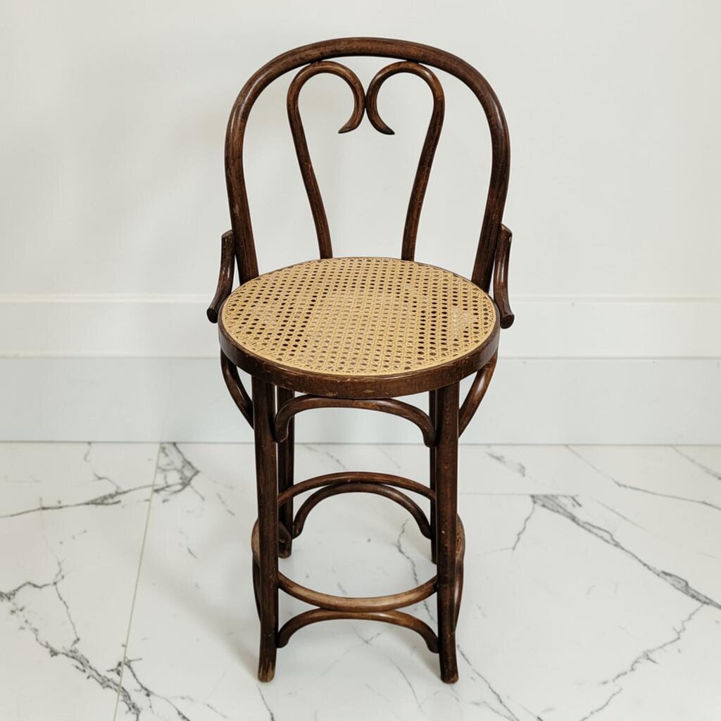 8604 Antique Thonet-Style Bentwood 'Heart-Back' Bar #Stool
