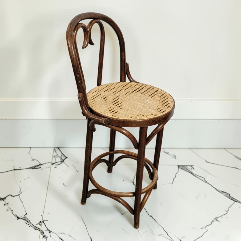 8604 Antique Thonet-Style Bentwood 'Heart-Back' Bar #Stool