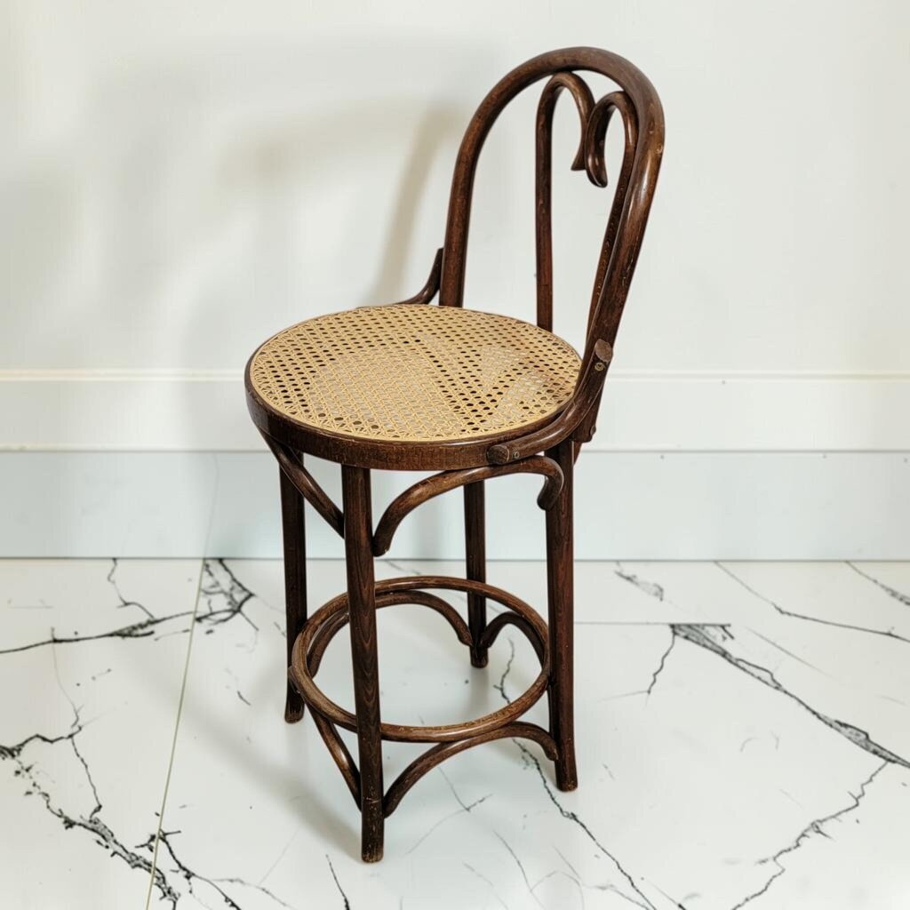 8604 Antique Thonet-Style Bentwood 'Heart-Back' Bar #Stool