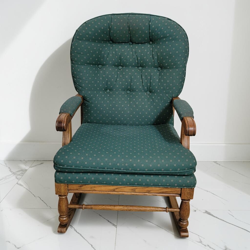 8609 Colonial Revival Upholstered Oak Rocking #Chair Used ~ FURNITURE
