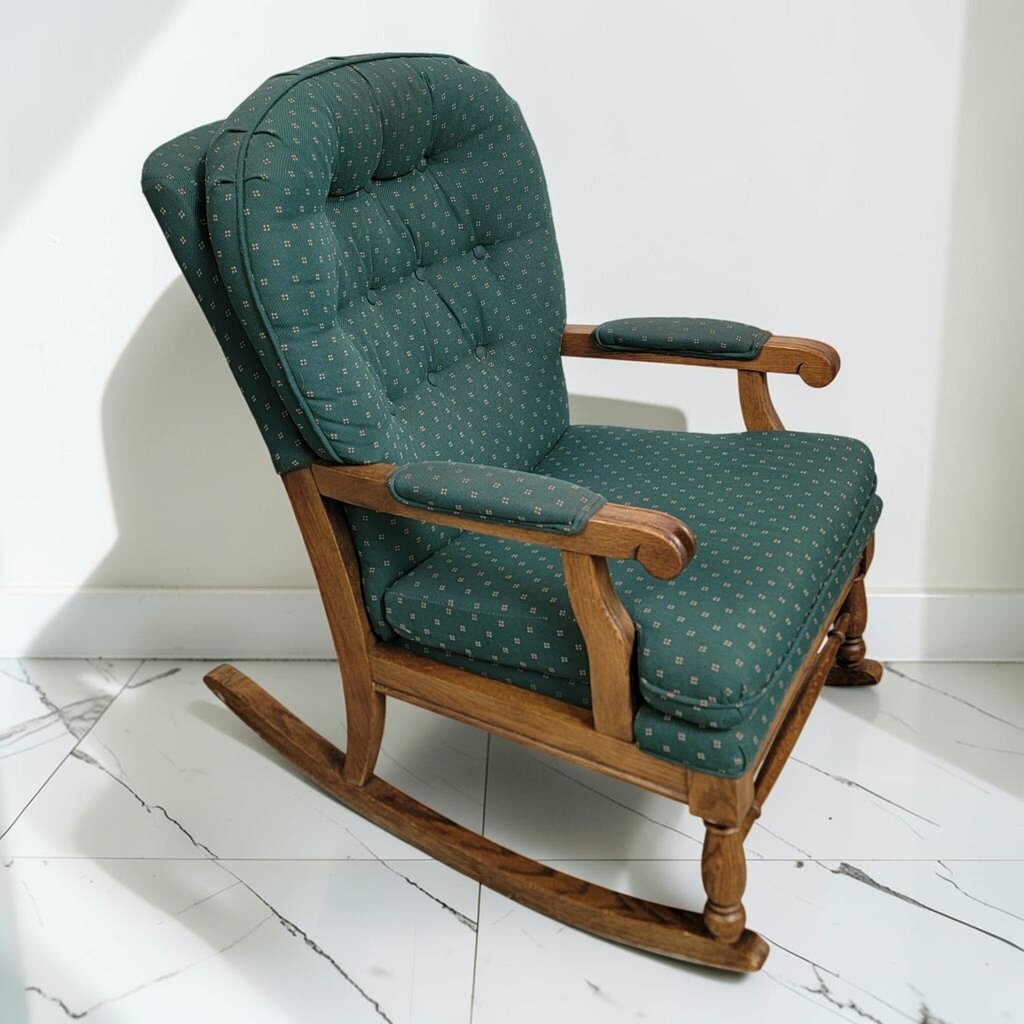 8609 Colonial Revival Upholstered Oak Rocking #Chair ~ FURNITURE