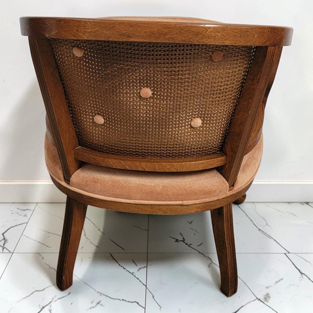 8612 Vintage Mid- Century Cane Barrel Accent Chair ~ FURNITURE