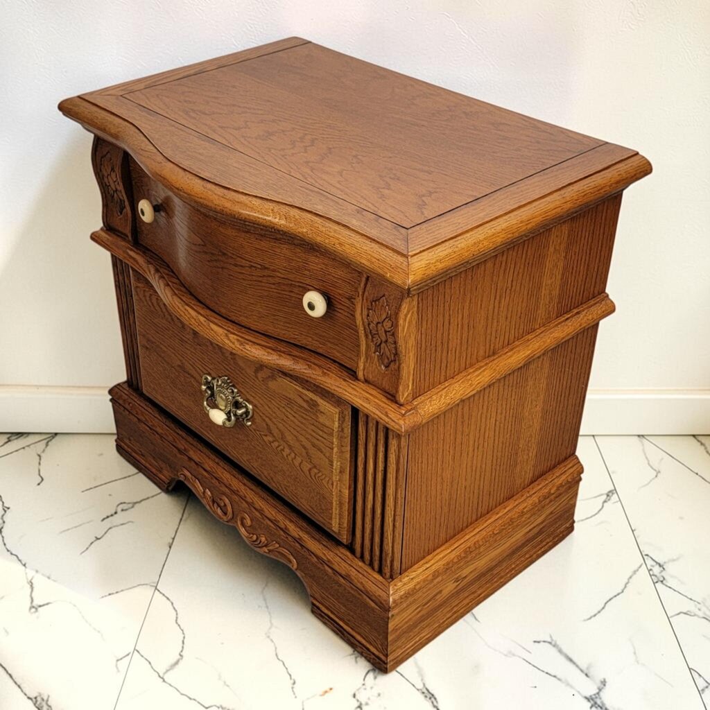 8613 Country French Solid Oak 2 Drawer Nightstand ~ FURNITURE