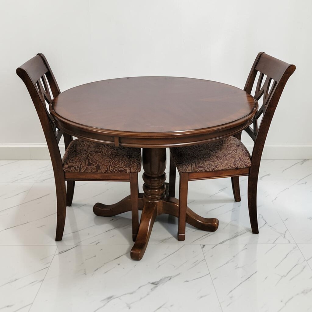 8617 3 Piece Round Pedestal Dining Table with Lattice Back Chairs