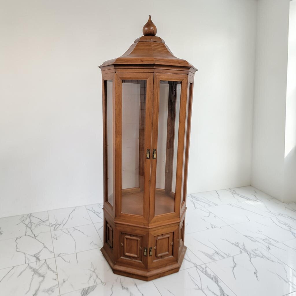 8618 Mid Century Chinoiserie Octagonal Pagoda Display #Cabinet with No Shelves