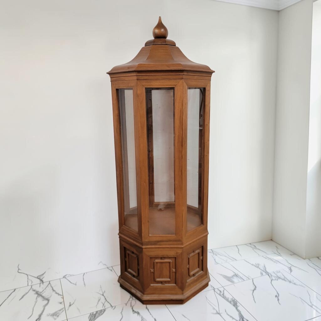 8618 Mid Century Chinoiserie Octagonal Pagoda Display #Cabinet with No Shelves
