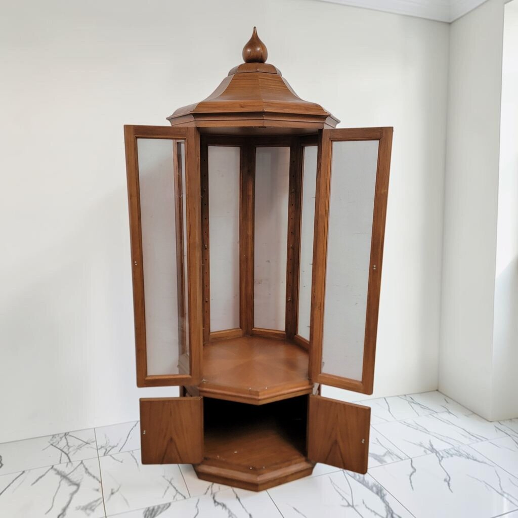 8618 Mid Century Chinoiserie Octagonal Pagoda Display #Cabinet with No Shelves
