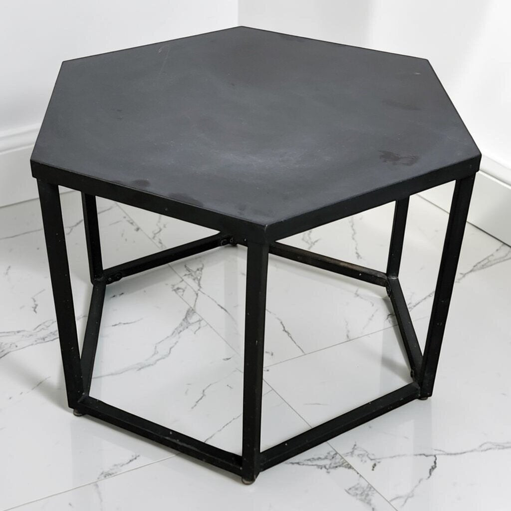 8628 Black Metal Hexagon Table