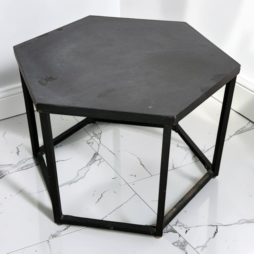 8628 Black Metal Hexagon Table