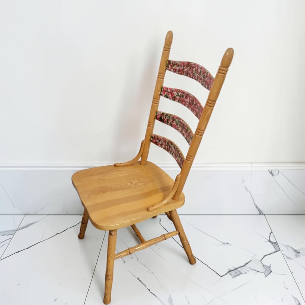8629 Mid-Century Floral Ladder-Back Side #Chair