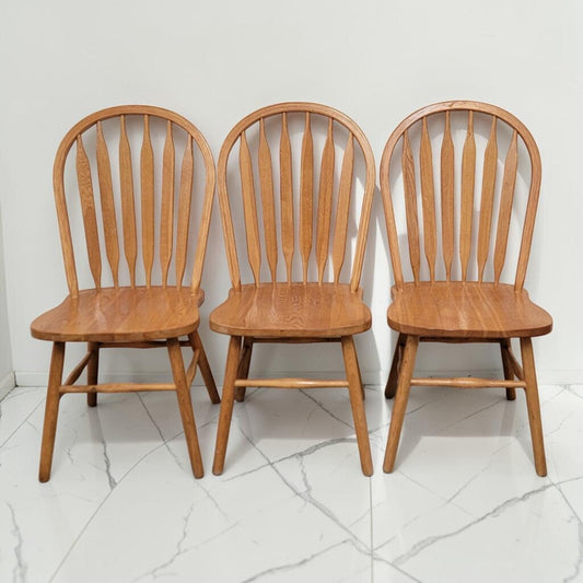 8630-8632 Vintage Oak Wheat Back Windsor Side #Chairs Used ~ FURNITURE