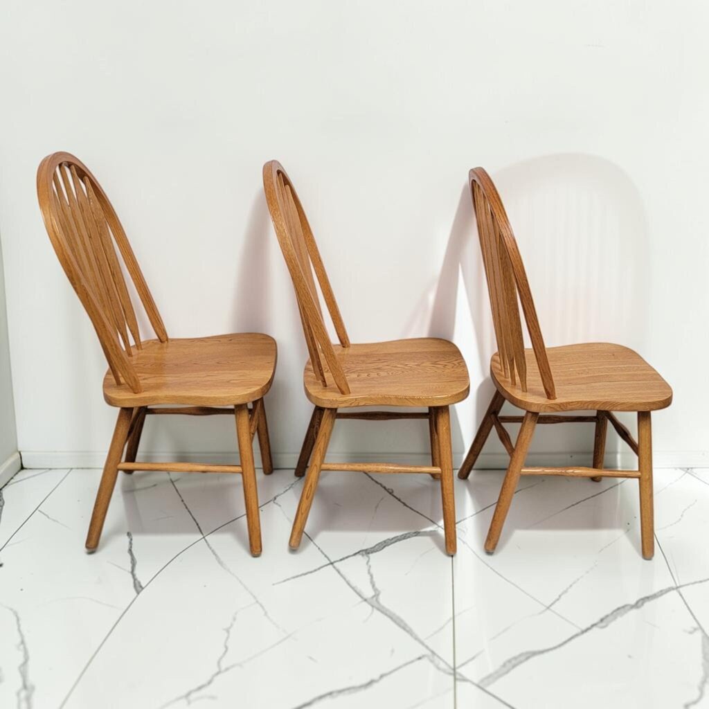 8630-8632 Vintage Oak Wheat Back Windsor Side #Chairs