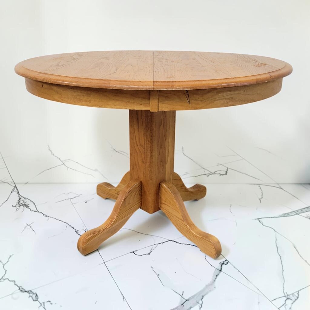 8633 Round Oak Wood #Table with Leaf