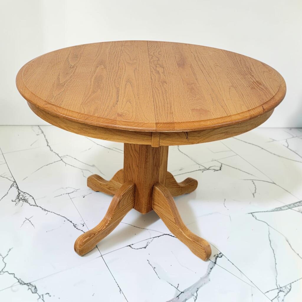 8633 Round Oak Wood #Table with Leaf