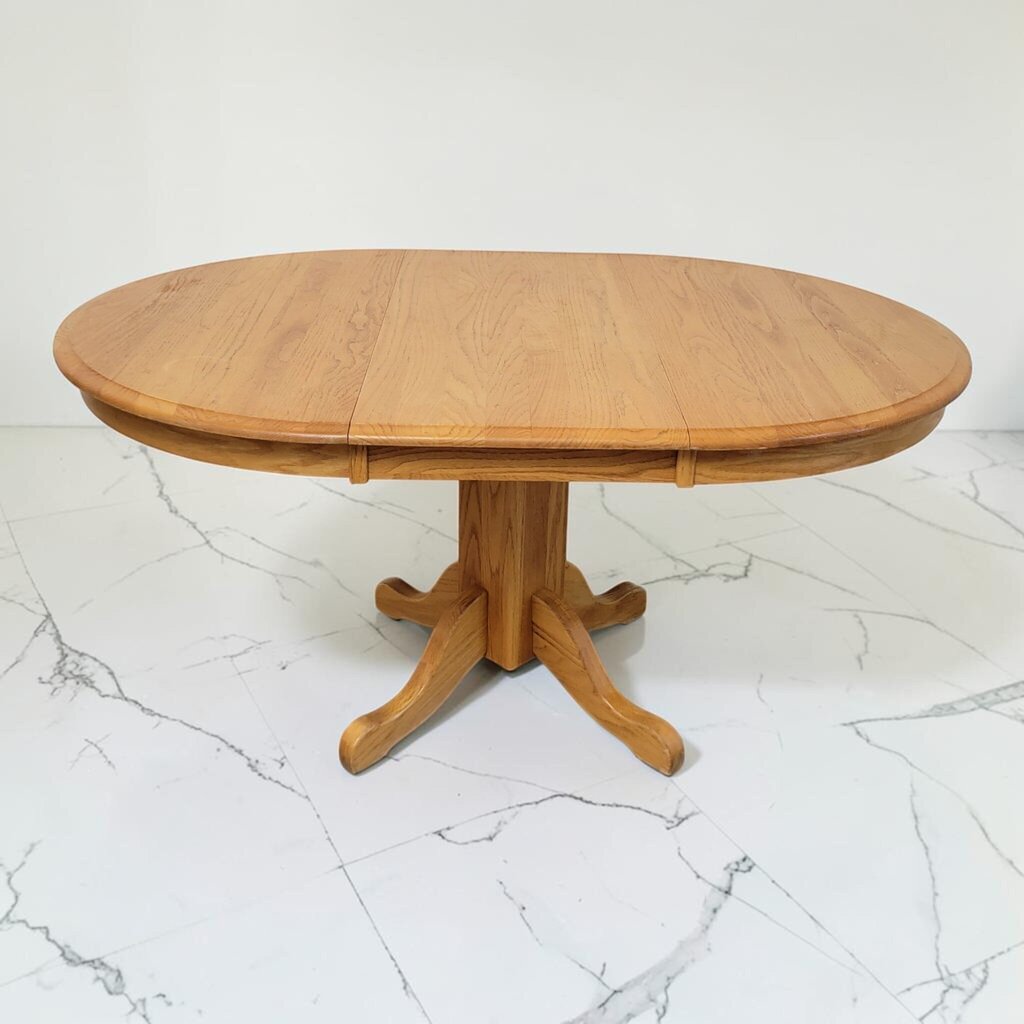 8633 Round Oak Wood #Table with Leaf