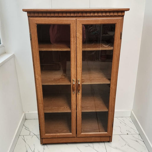 8638 Twin Glass-Door Oak Laminate Display Cabinet