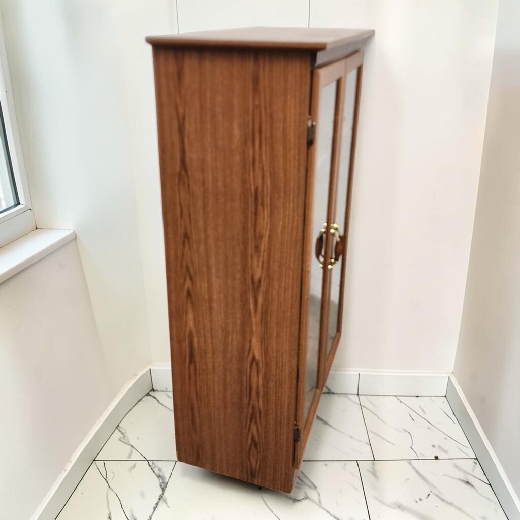 8638 Twin Glass-Door Oak Laminate Display Cabinet