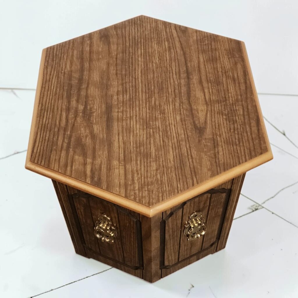 8641 Vintage Hexagonal Laminate Commode End Table