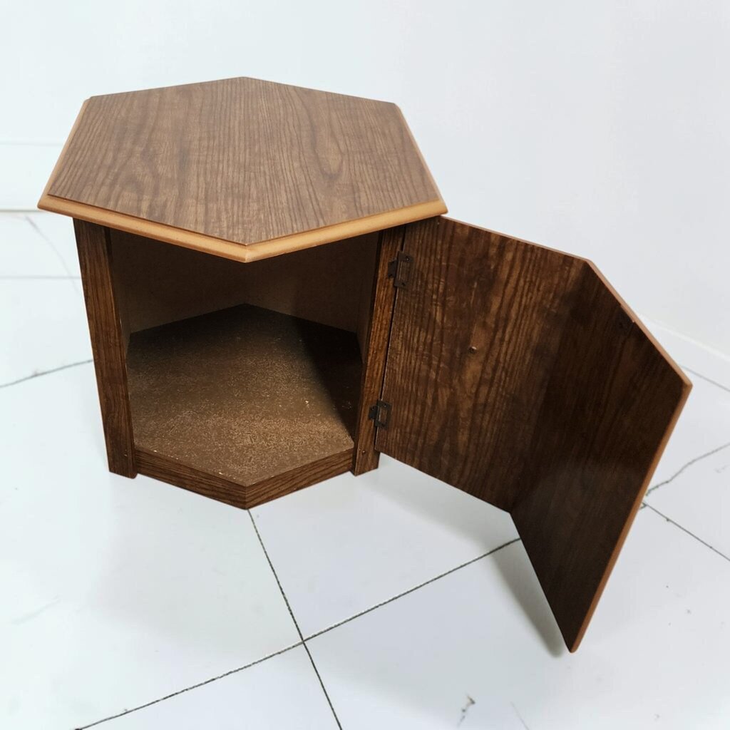 8641 Vintage Hexagonal Laminate Commode End Table