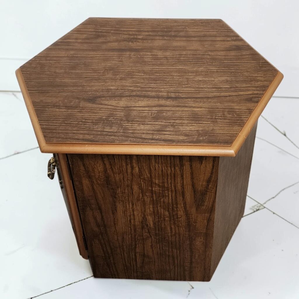 8641 Vintage Hexagonal Laminate Commode End Table