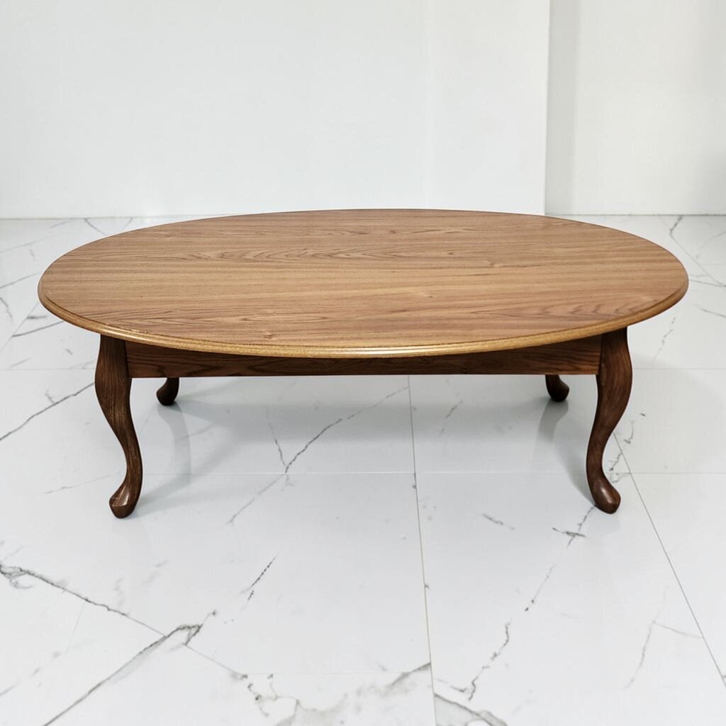 8646 Queen Anne Style Oval Oak Coffee Table
