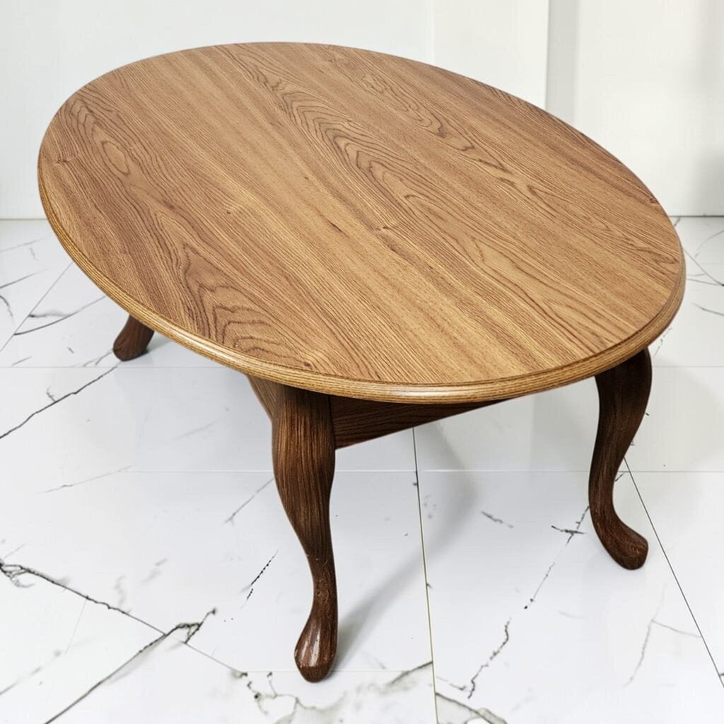 8646 Queen Anne Style Oval Oak Coffee Table