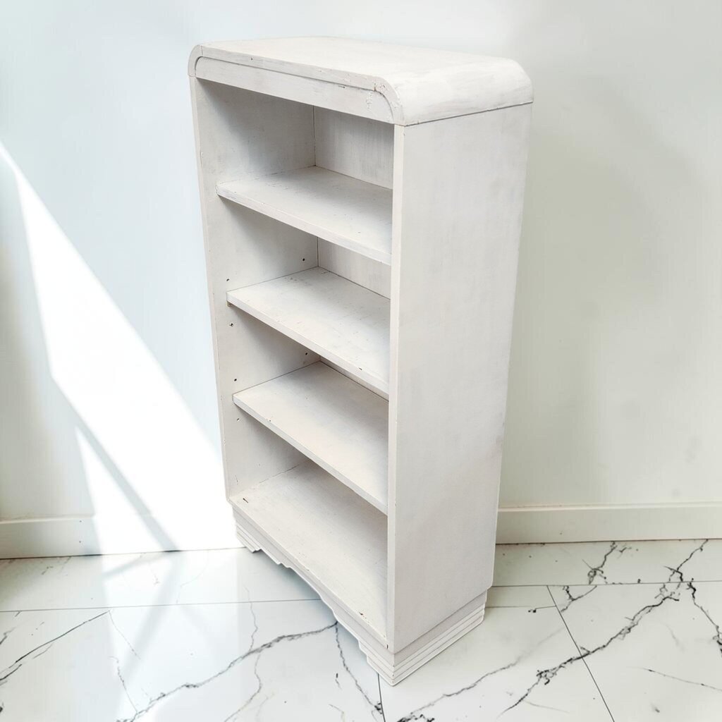 8649 Art Deco Waterfall Style White Bookcase