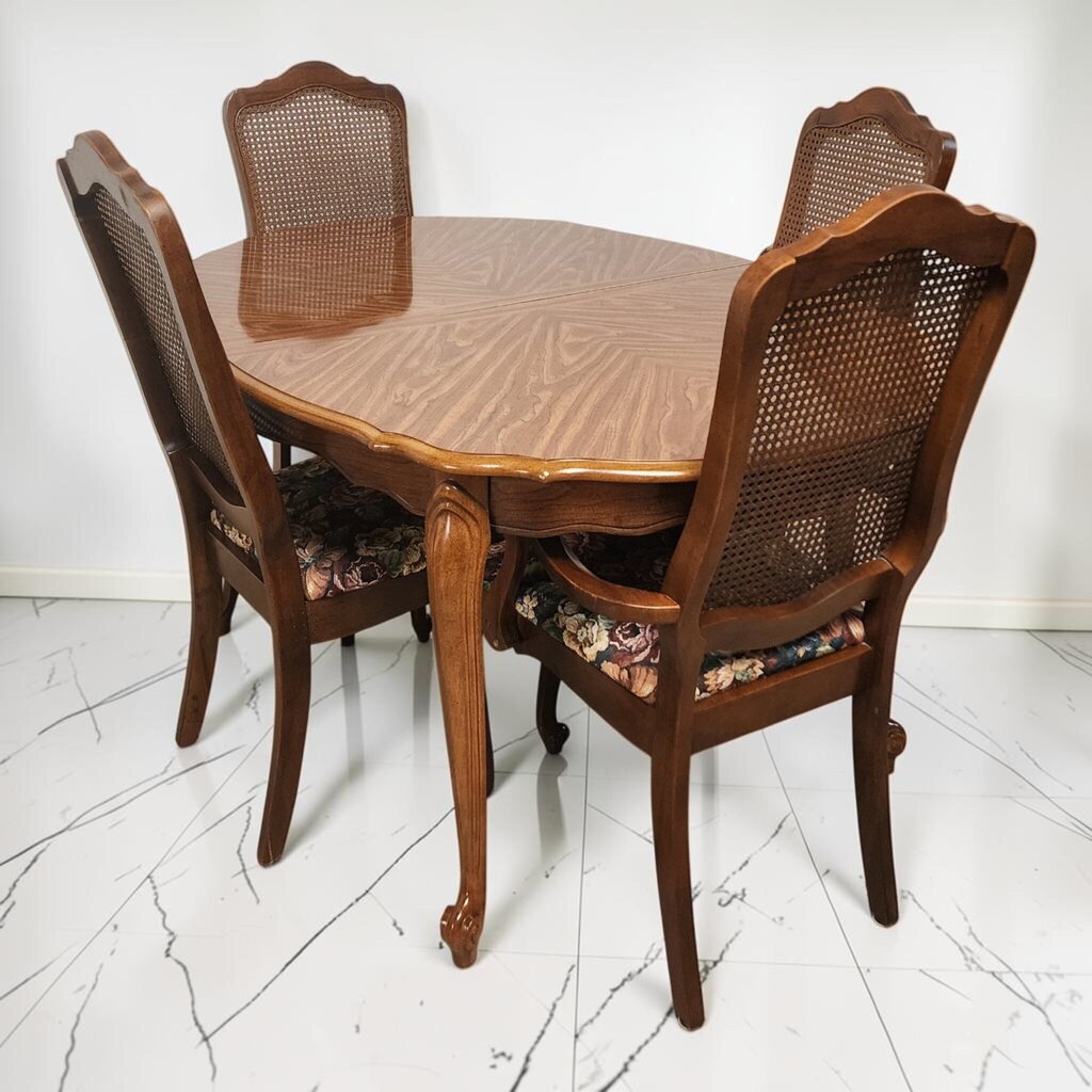8652 French Provincial Style Dining Set with Cane Back Chairs
