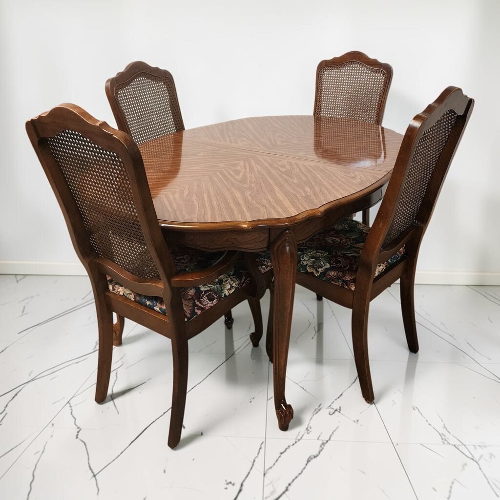 8652 French Provincial Style Dining Set with Cane Back Chairs