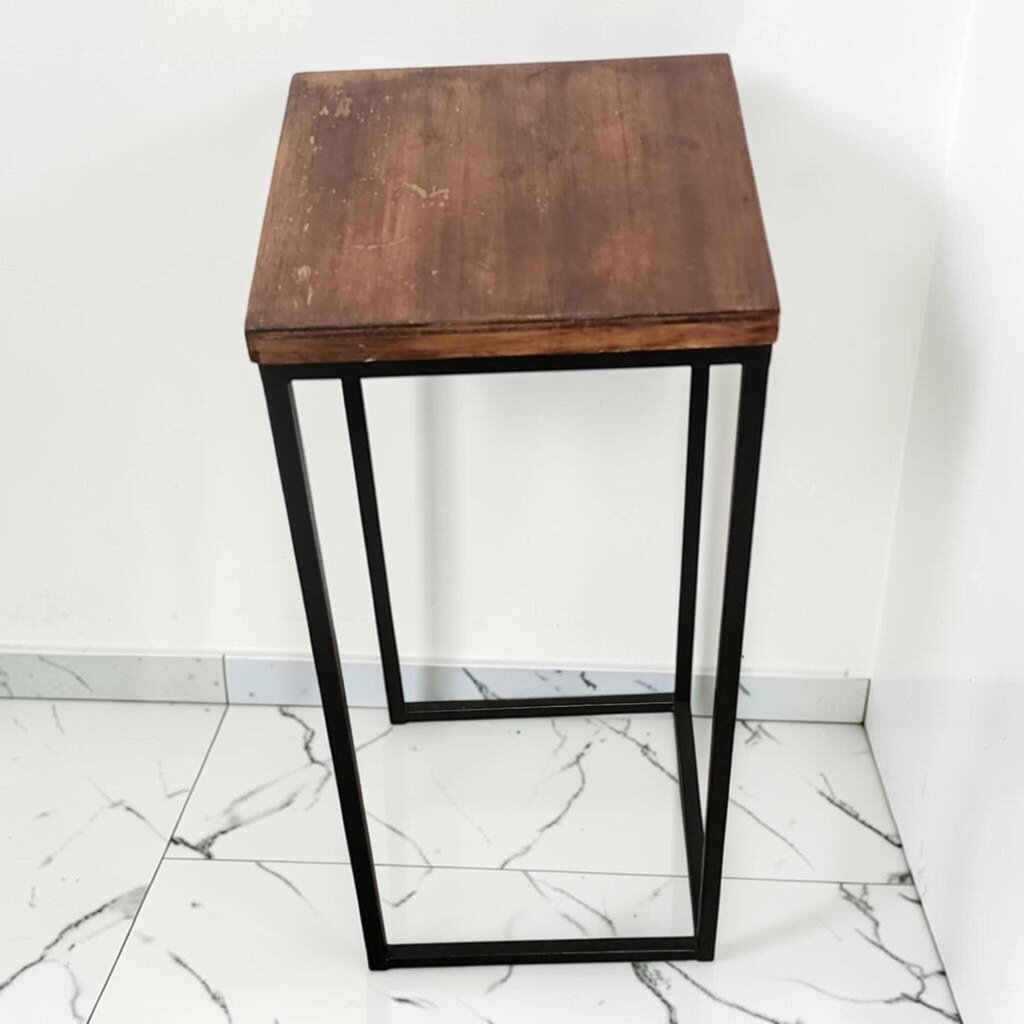 8655 Contemporary Industrial Metal and Wood #Pedestal
