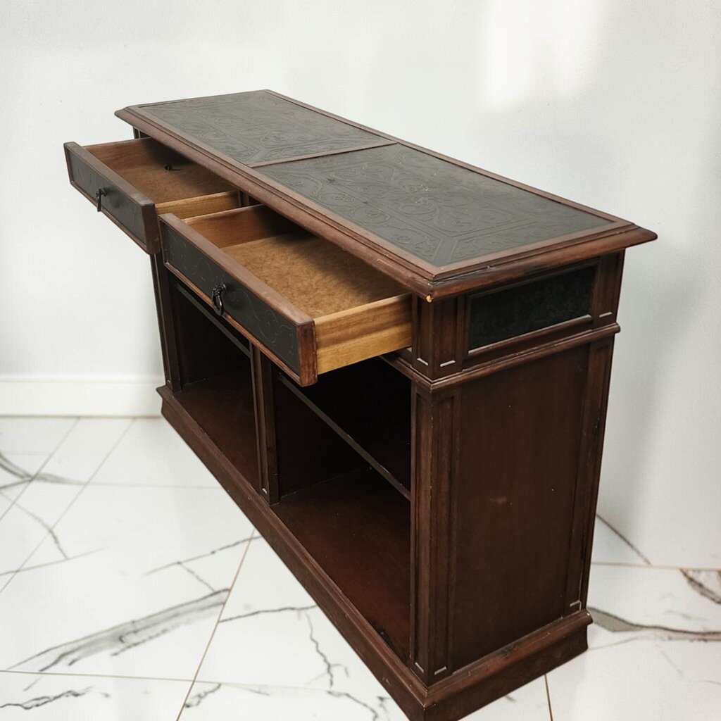 8658 Neoclassical Style Tooled Tin Bookcase Console