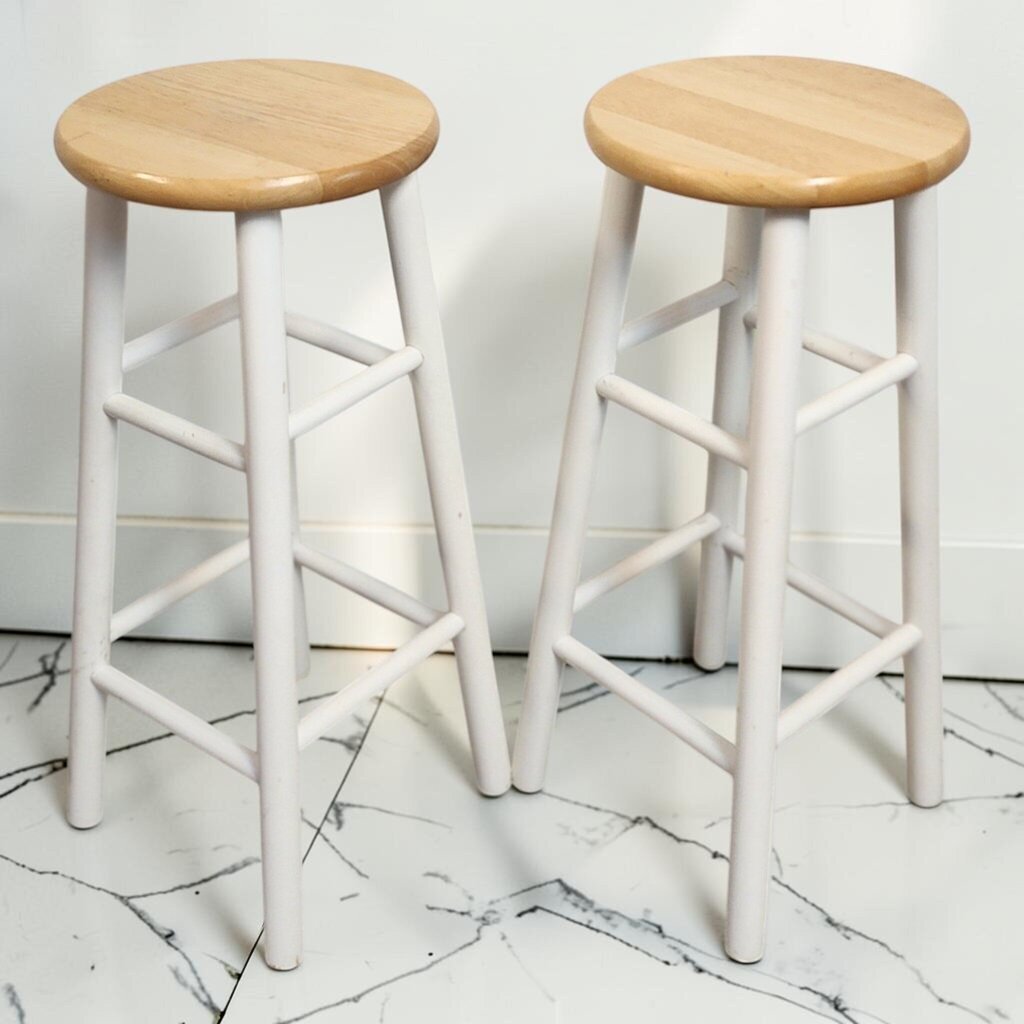 8659-8660 Two-Tone Backless Wood Bar Stool