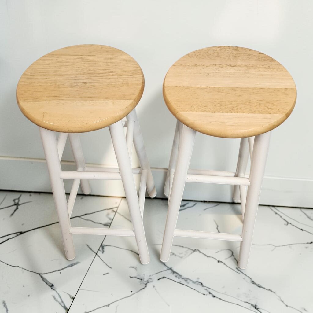 8659-8660 Two-Tone Backless Wood Bar Stool