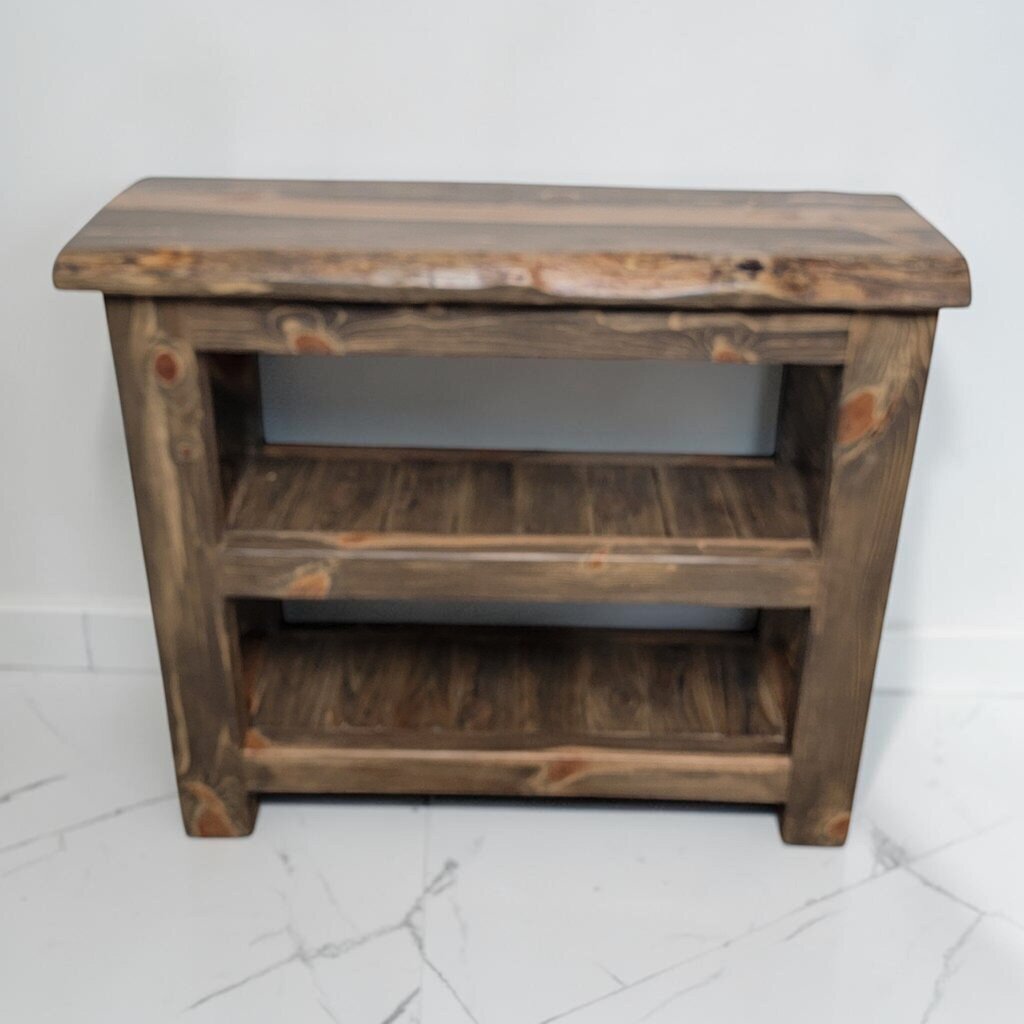 8667 Handcrafted Solid Wood Live Edge 3 TIer Console #Table