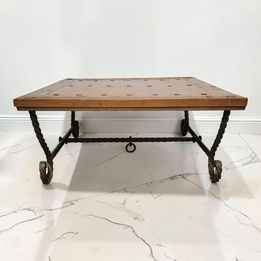 8669 Industrial Wood and Metal 2 Tier Coffee Table
