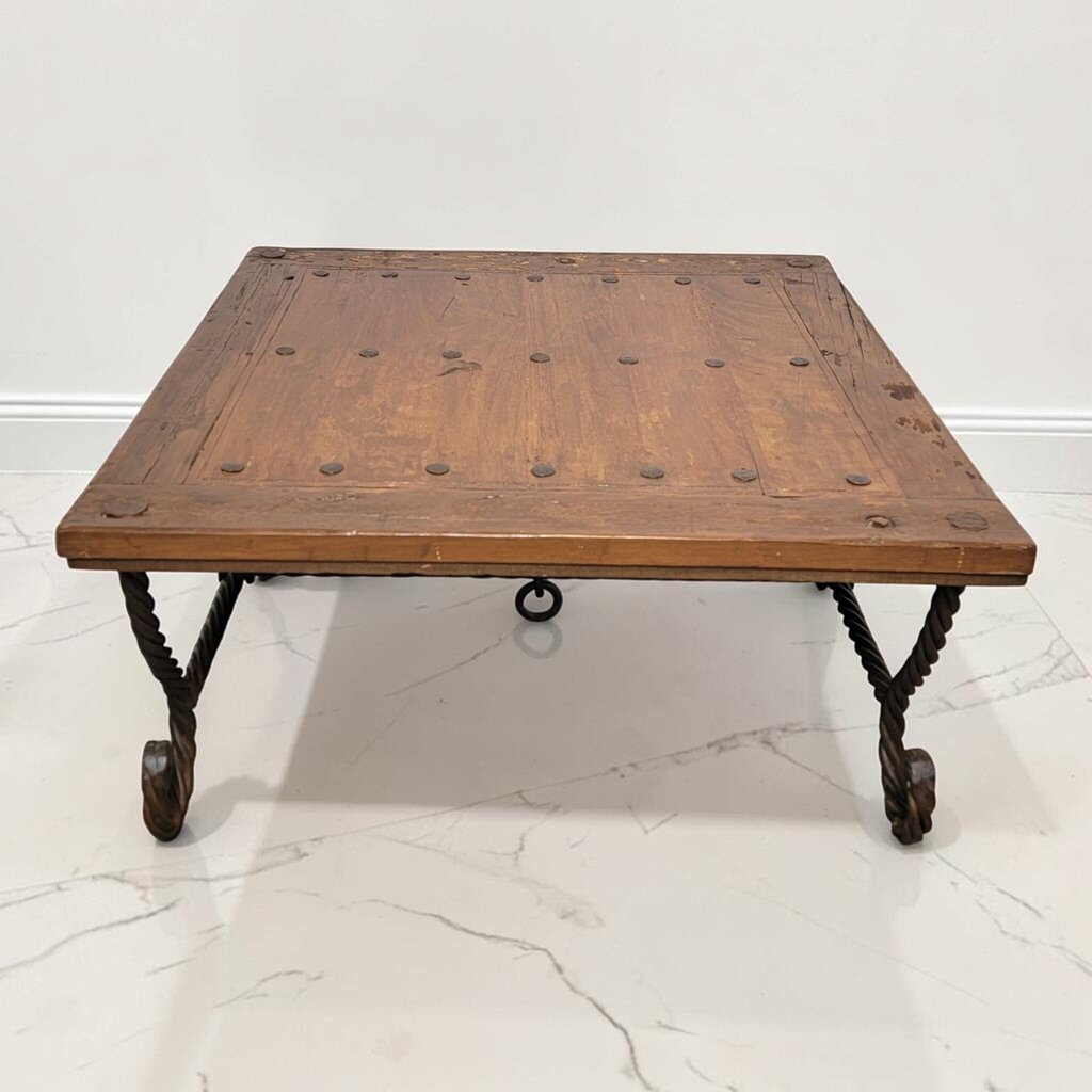 8669 Industrial Wood and Metal 2 Tier Coffee Table