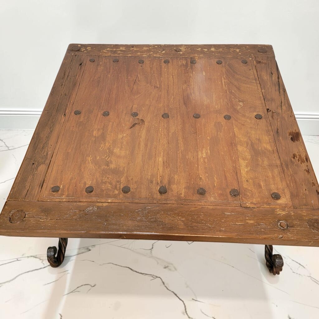8669 Industrial Wood and Metal 2 Tier Coffee Table