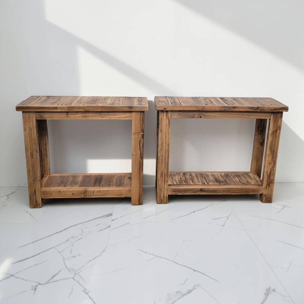 8672-8673 Handcrafted Reclaimed Wood Slim Console #Tables