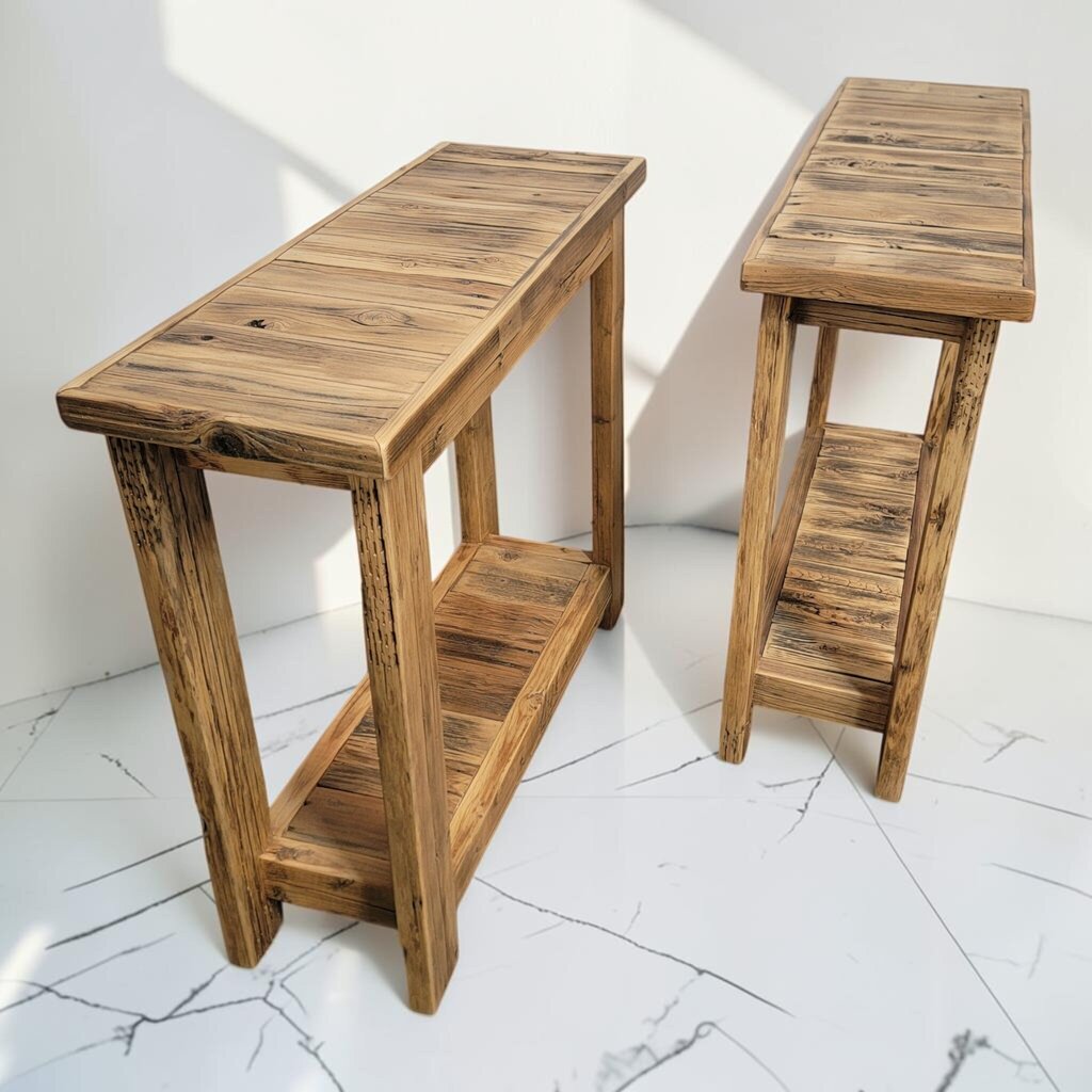 8672-8673 Handcrafted Reclaimed Wood Slim Console #Tables