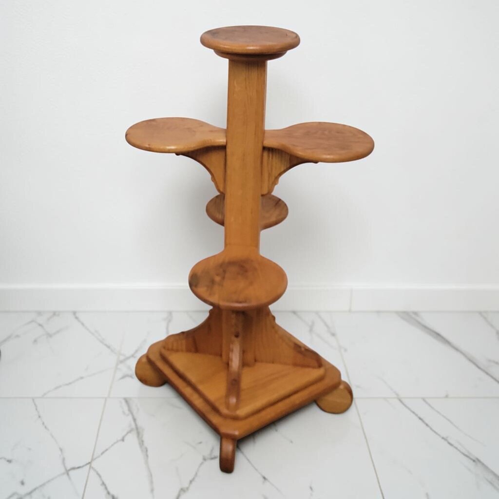 8678 Vintage Multi-Tier Oak Plant Stand