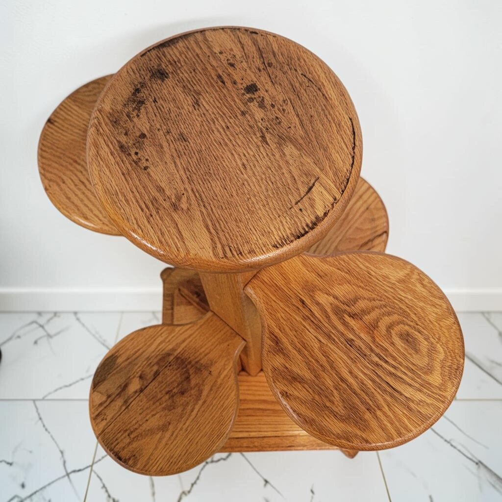 8678 Vintage Multi-Tier Oak Plant Stand