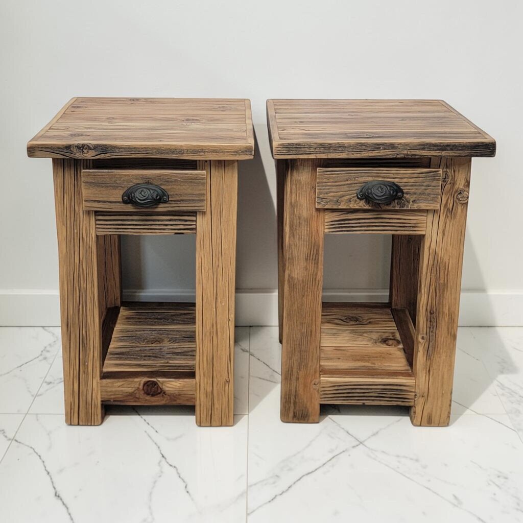 8679-8680 Handcrafted Rustic Reclaimed Wood #Nightstands