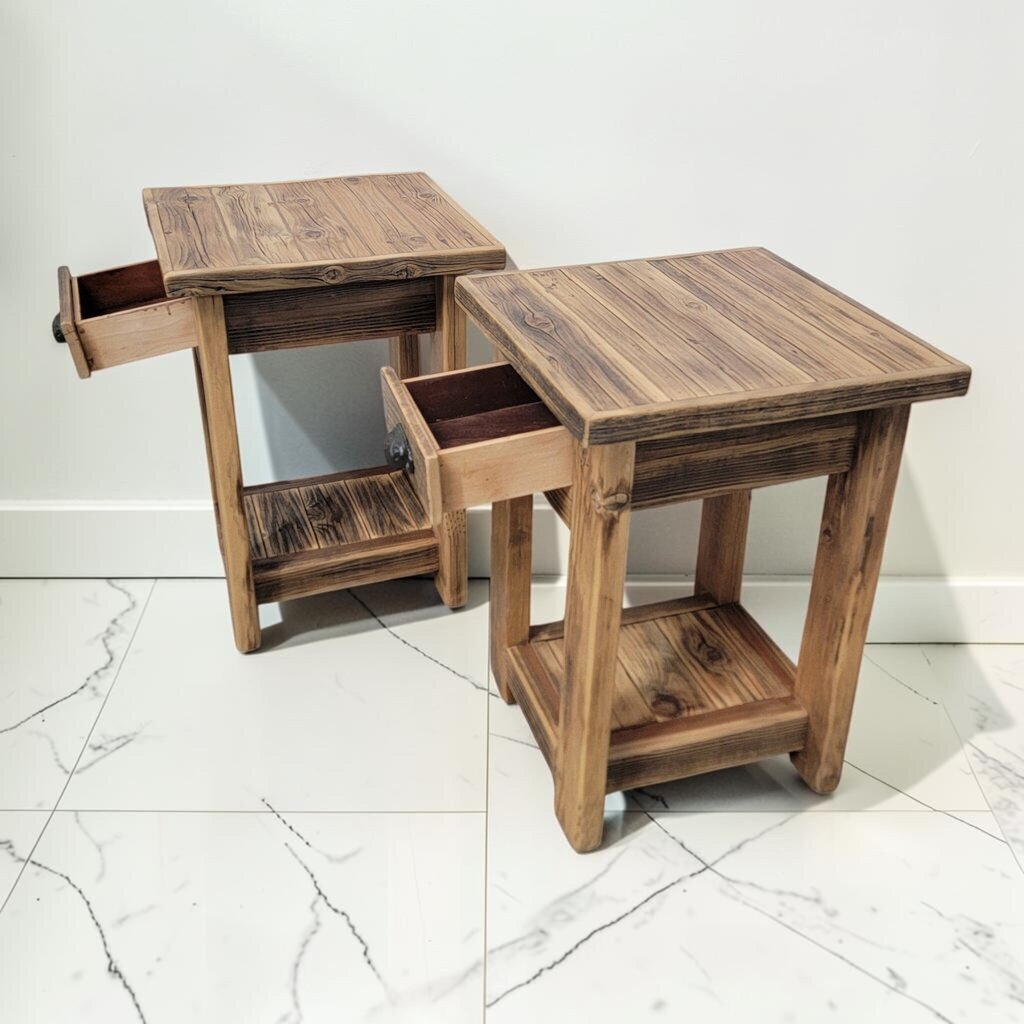 8679-8680 Handcrafted Rustic Reclaimed Wood #Nightstands
