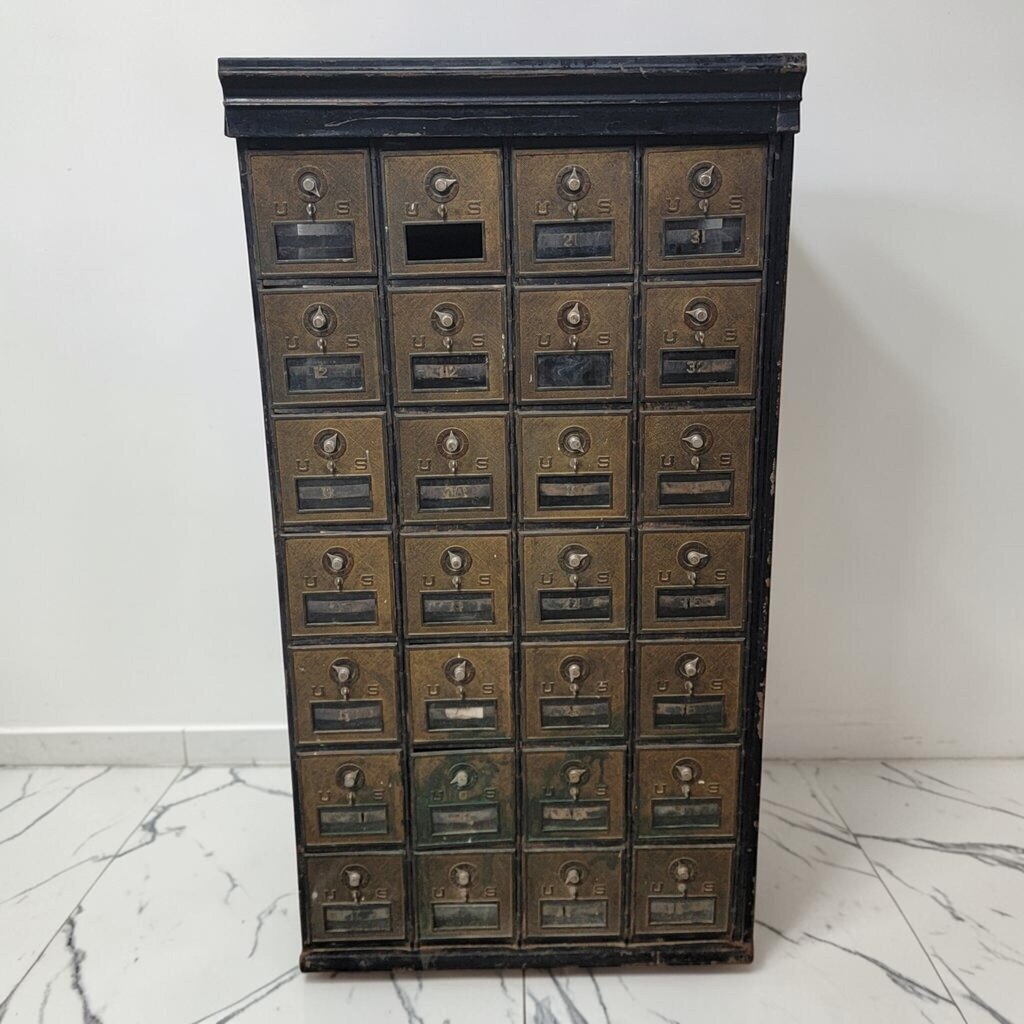 8681 Vintage U.S. Post Office Mailbox #Cabinet (28-Door Unit)